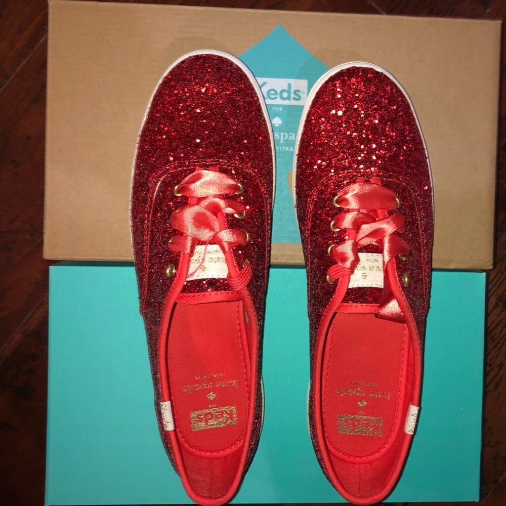 Kate Spade Women's Cherry Red Glitter Sneakers
